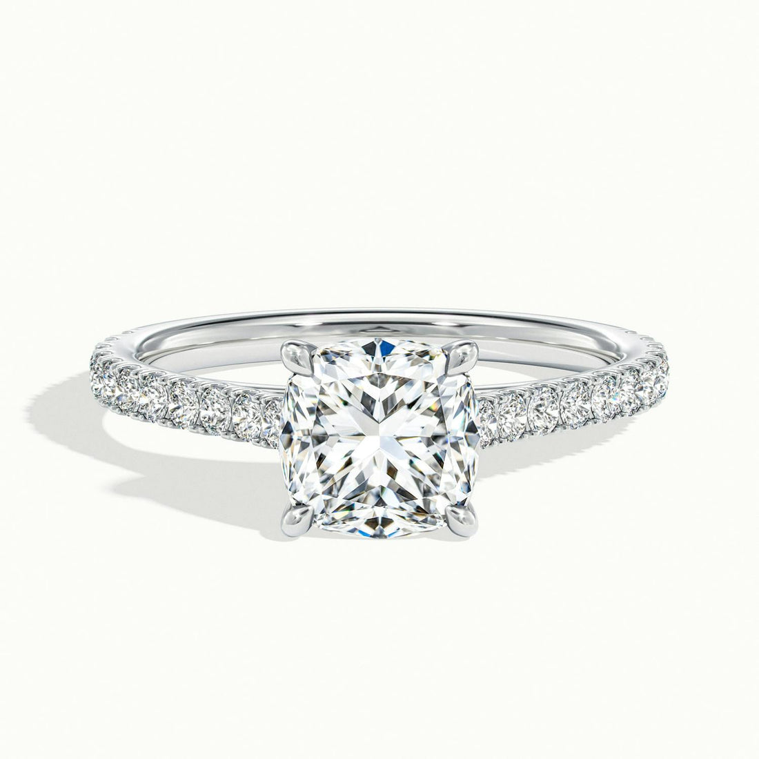 Freesia Cushion Solitaire Pavé Engagement Ring