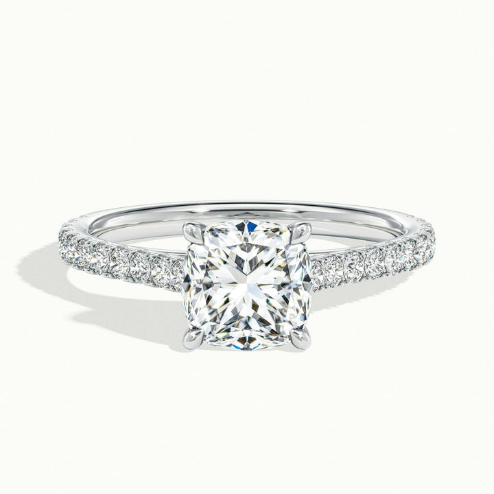 Freesia Cushion Solitaire Pavé Engagement Ring