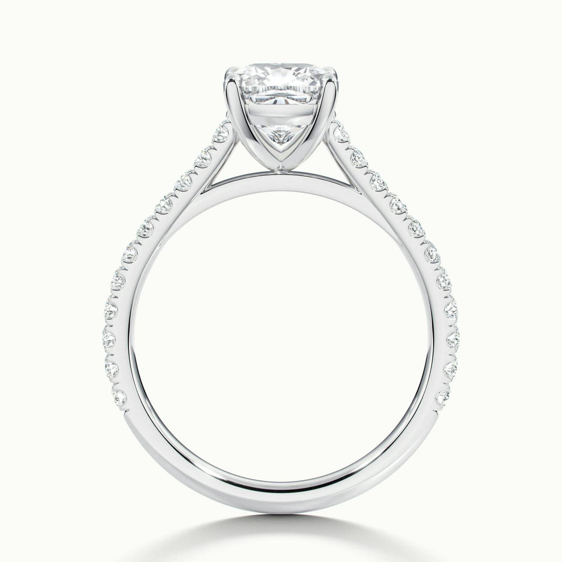 Freesia Cushion Solitaire Pavé Engagement Ring