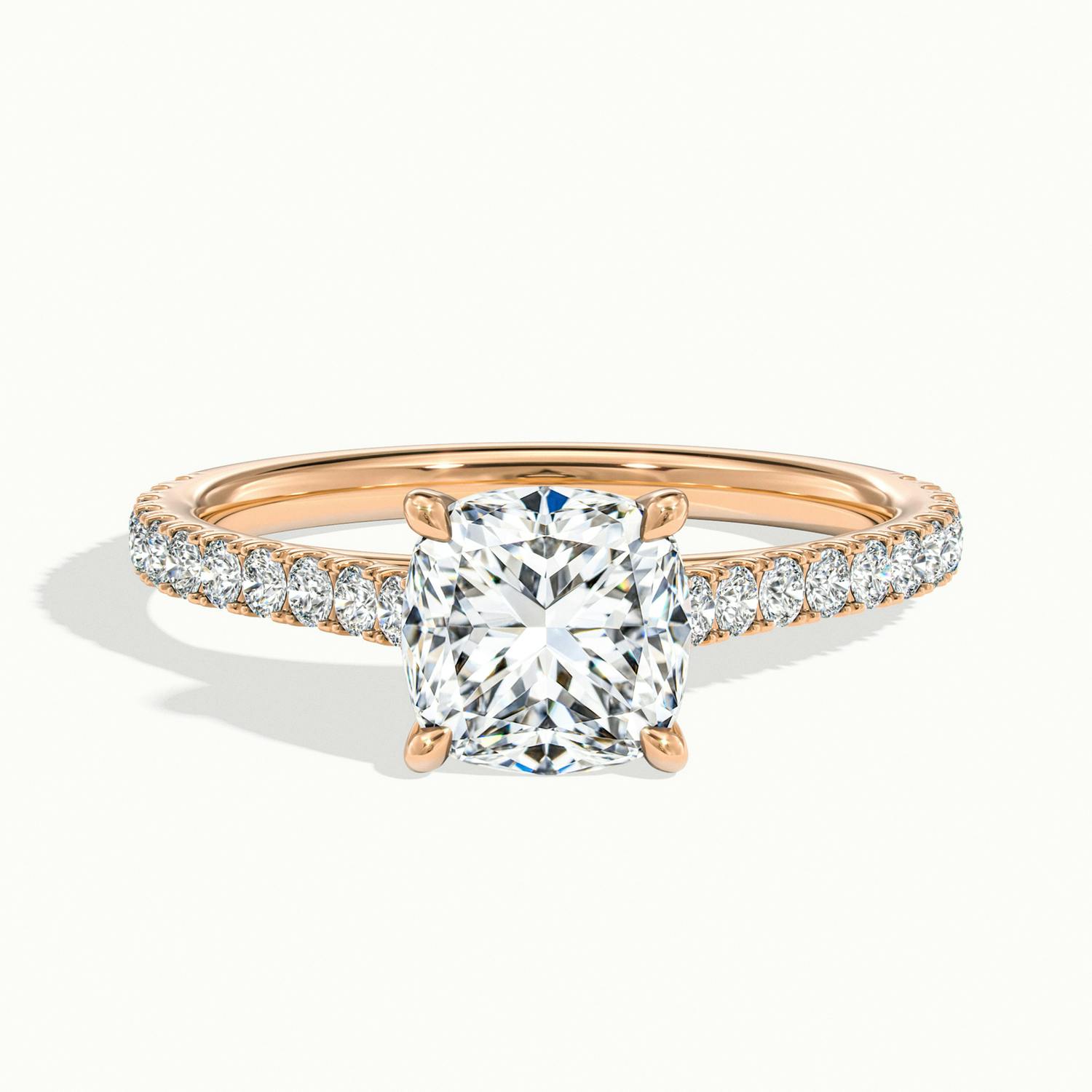 Freesia Cushion Solitaire Pavé Engagement Ring