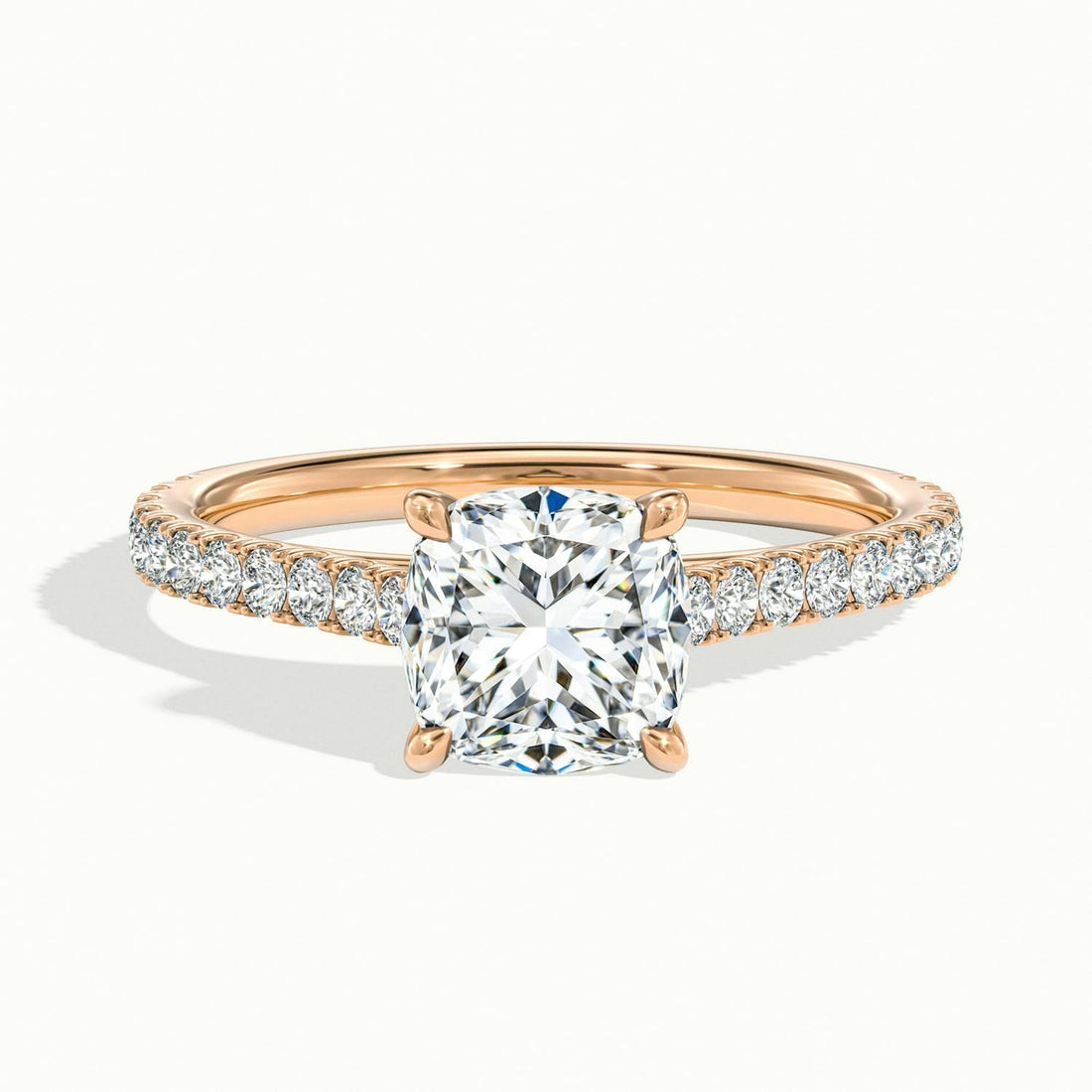 Freesia Cushion Solitaire Pavé Engagement Ring