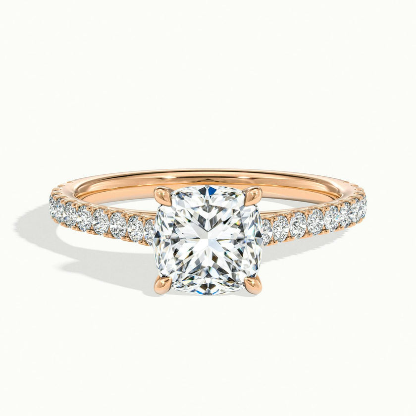 Freesia Cushion Solitaire Pavé Engagement Ring