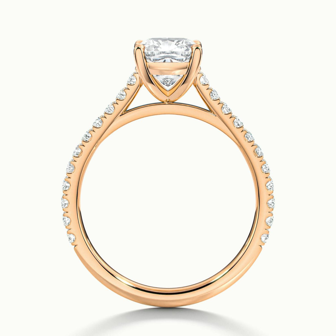 Freesia Cushion Solitaire Pavé Engagement Ring