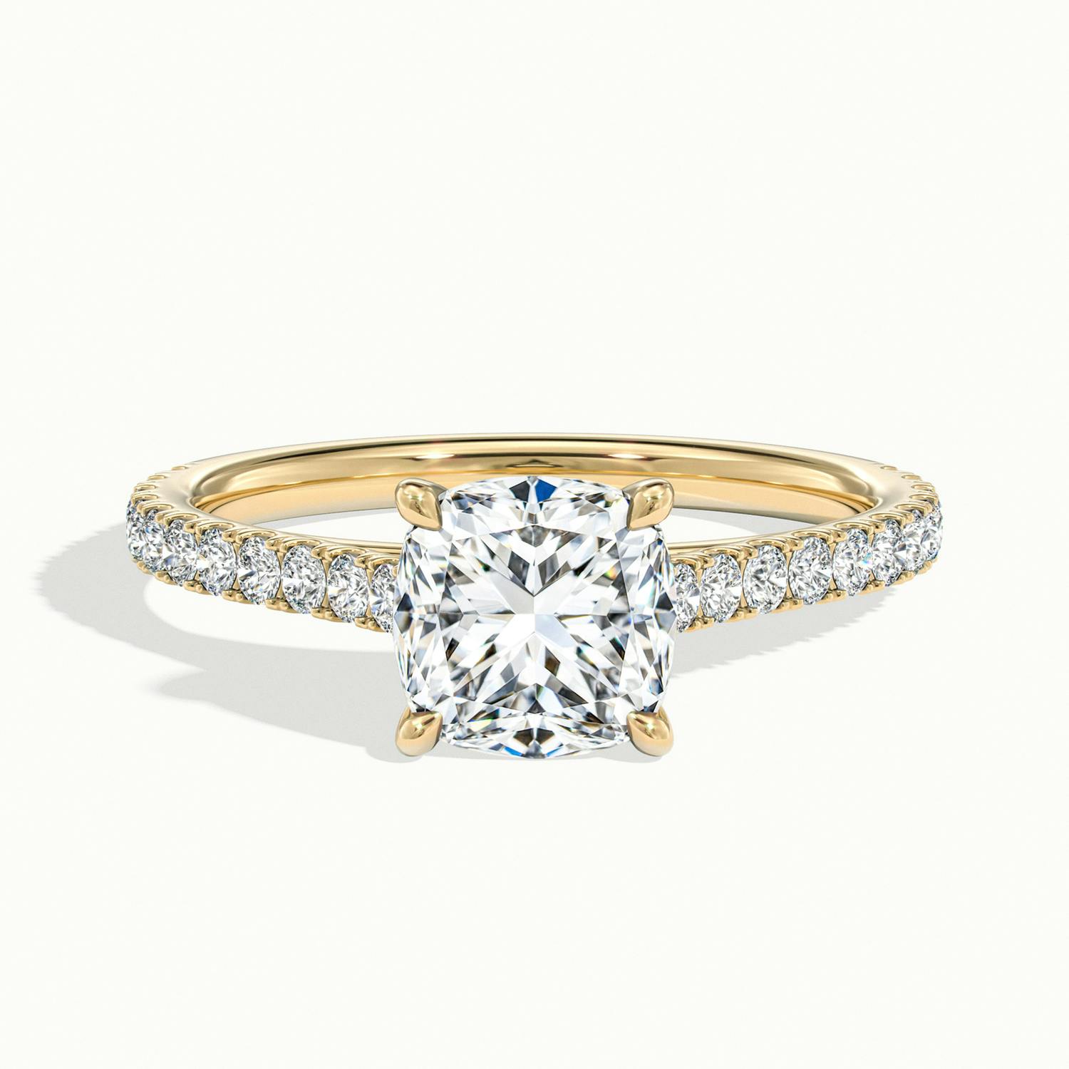 Freesia Cushion Solitaire Pavé Engagement Ring