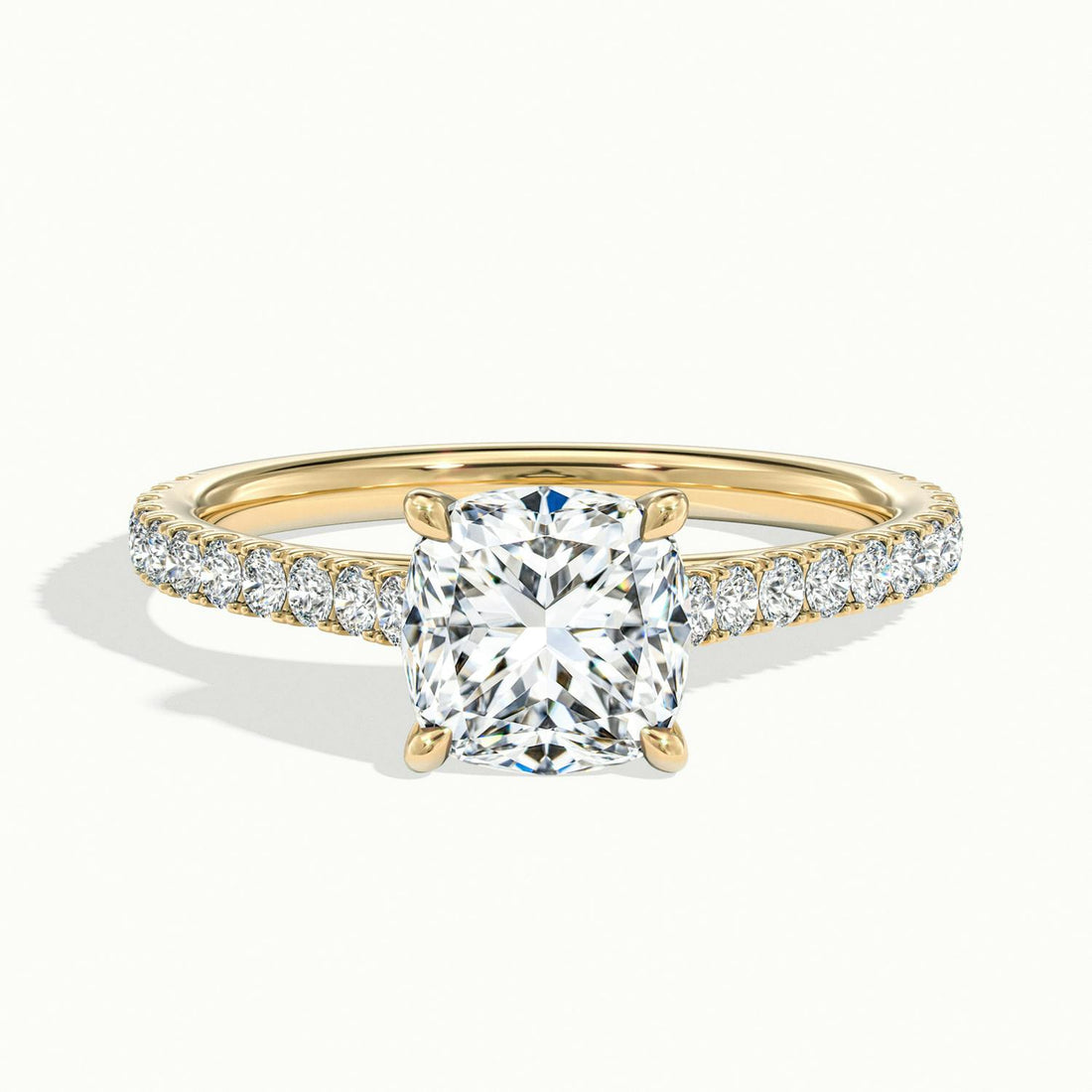 Freesia Cushion Solitaire Pavé Engagement Ring