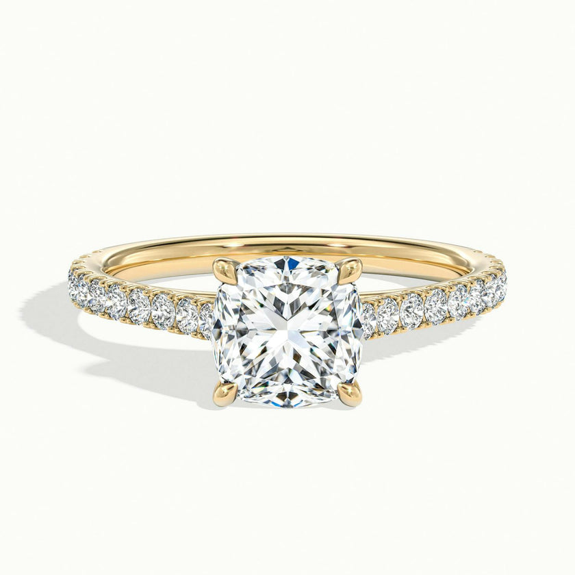 Freesia Cushion Solitaire Pavé Engagement Ring
