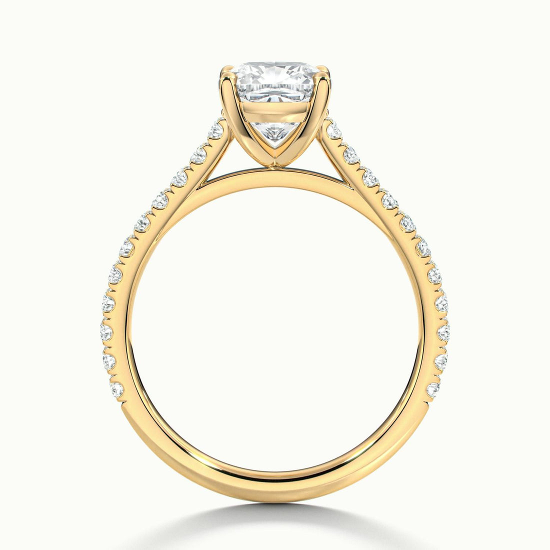 Freesia Cushion Solitaire Pavé Engagement Ring