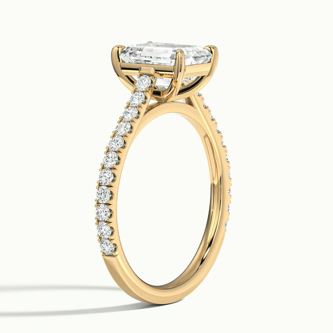 Freesia Emerald Solitaire Pavé Engagement Ring