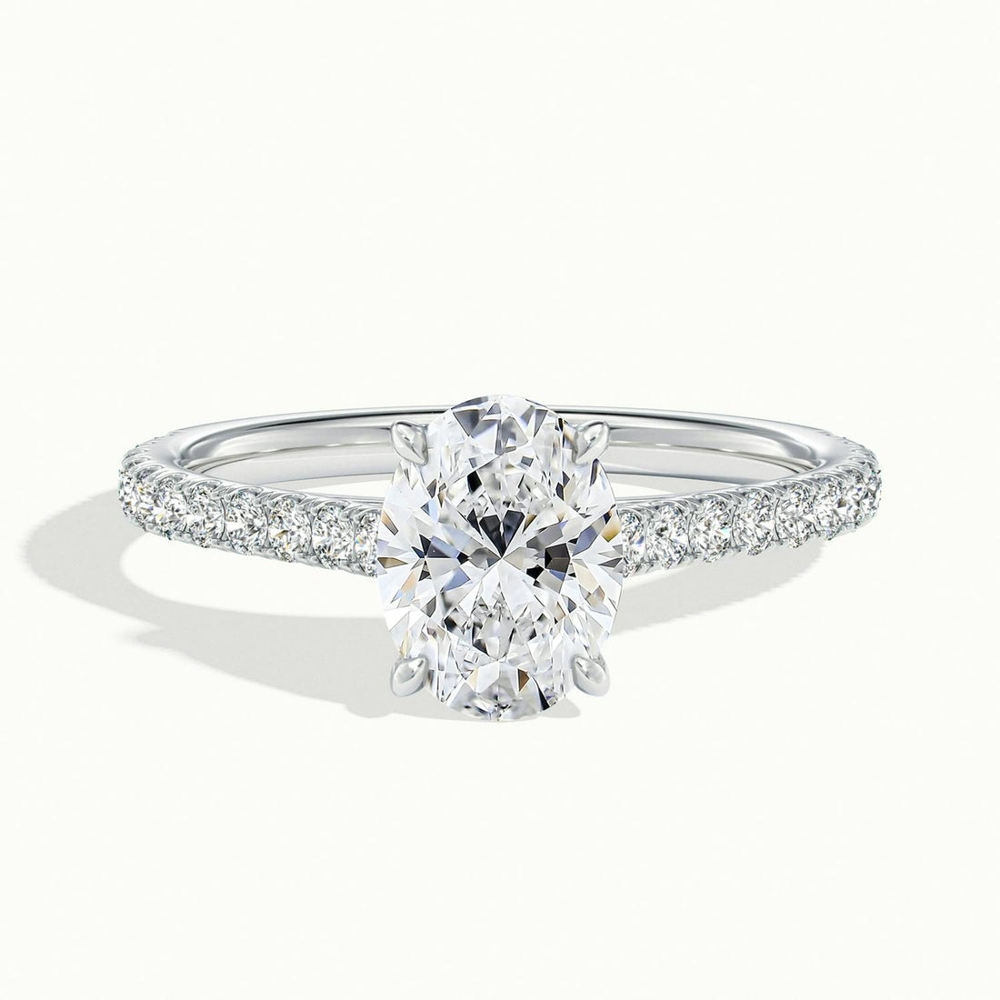 Freesia Oval Solitaire Pavé Engagement Ring