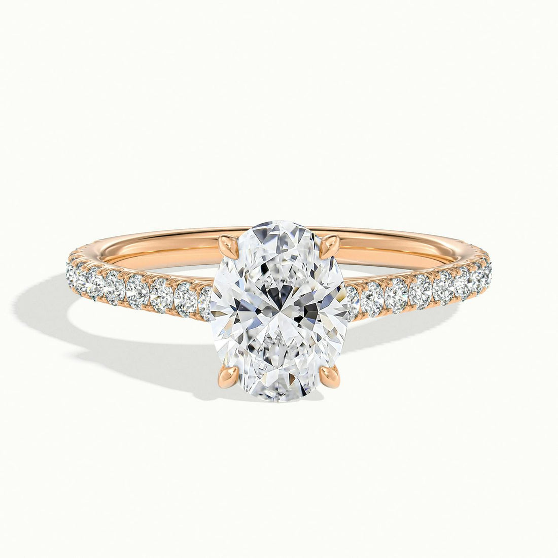 Freesia Oval Solitaire Pavé Engagement Ring