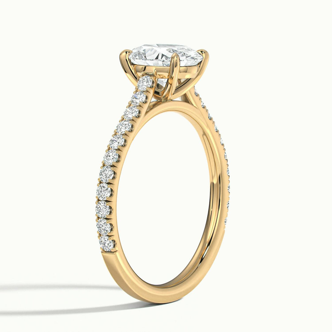 Freesia Oval Solitaire Pavé Engagement Ring