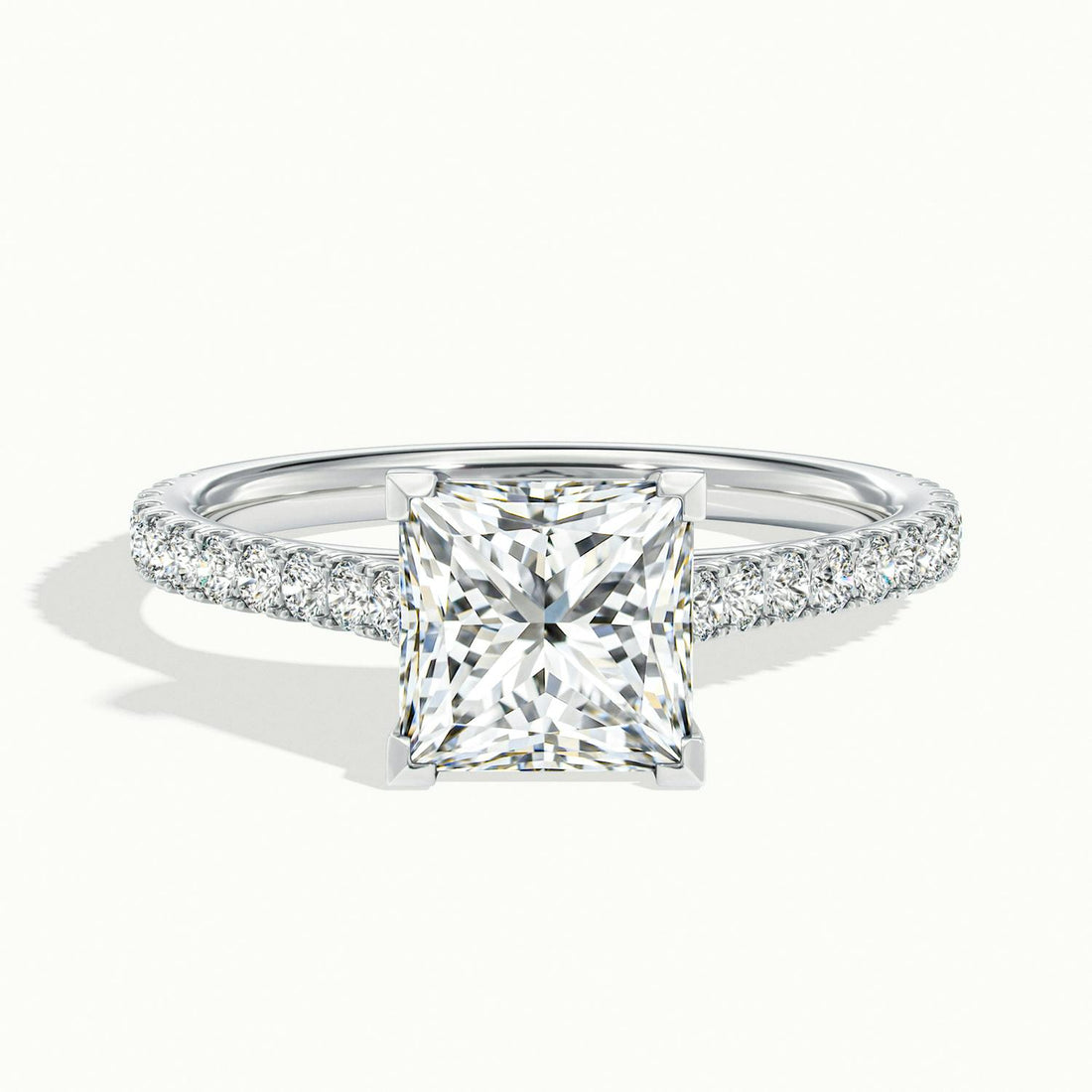Freesia Princess Solitaire Pavé Engagement Ring