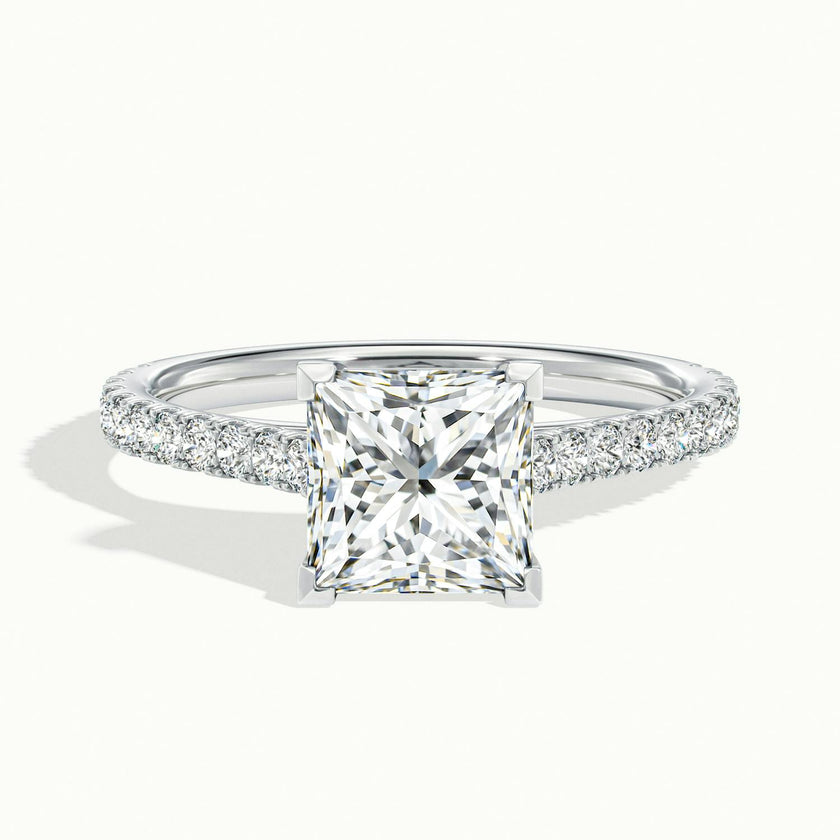 Freesia Princess Solitaire Pavé Engagement Ring