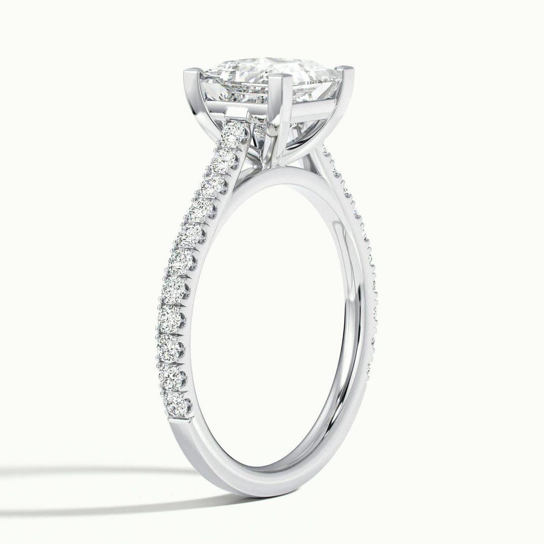 Freesia Princess Solitaire Pavé Engagement Ring