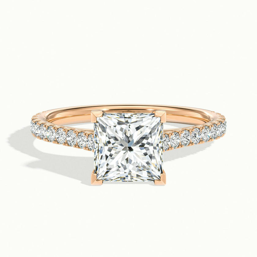 Freesia Princess Solitaire Pavé Engagement Ring