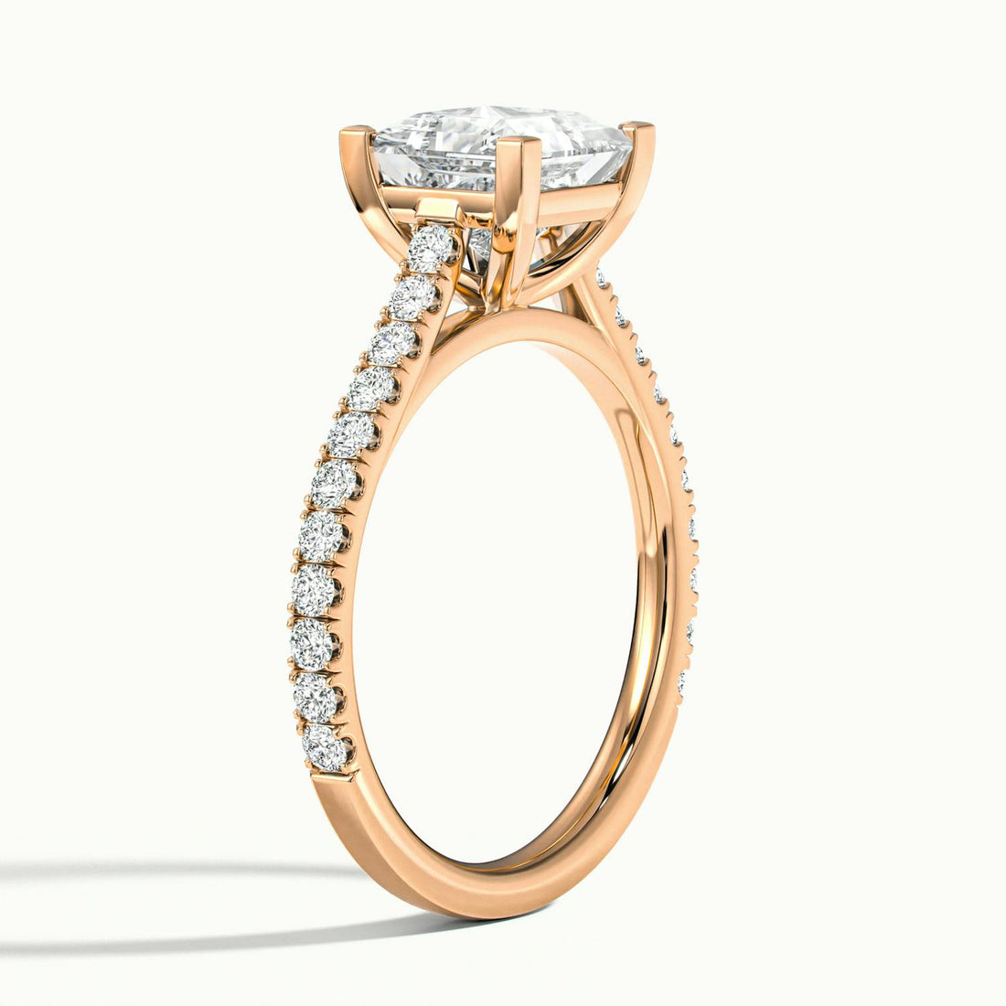 Freesia Princess Solitaire Pavé Engagement Ring