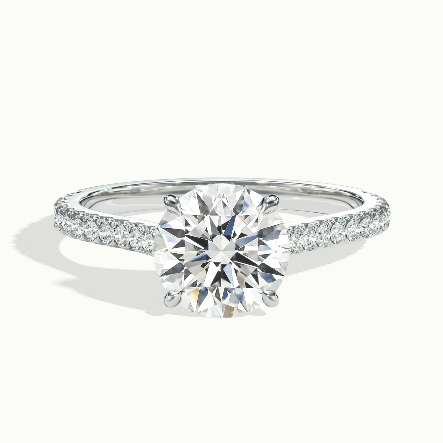 Freesia Round Solitaire Pavé Engagement Ring