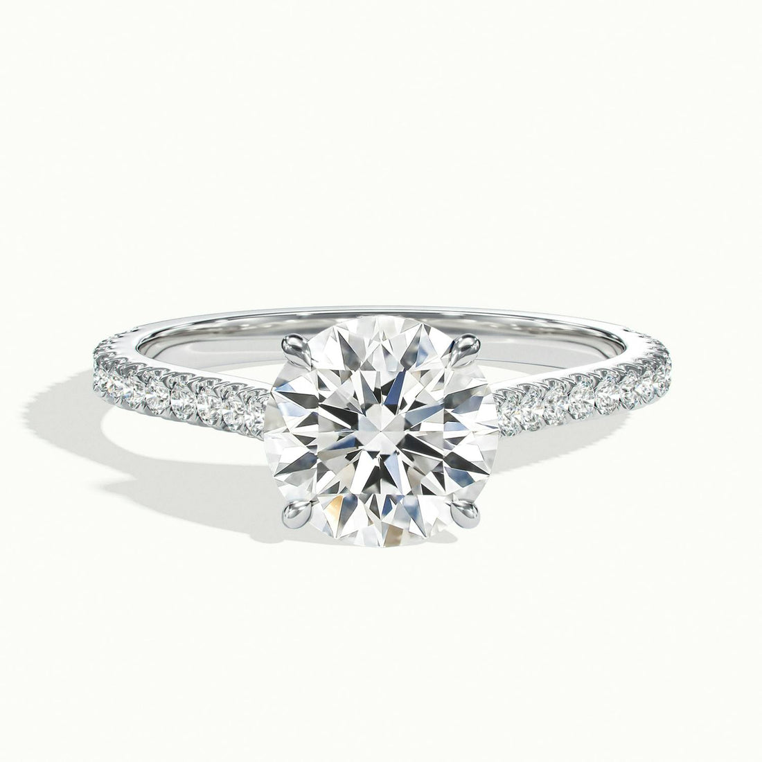 Freesia Round Solitaire Pavé Engagement Ring