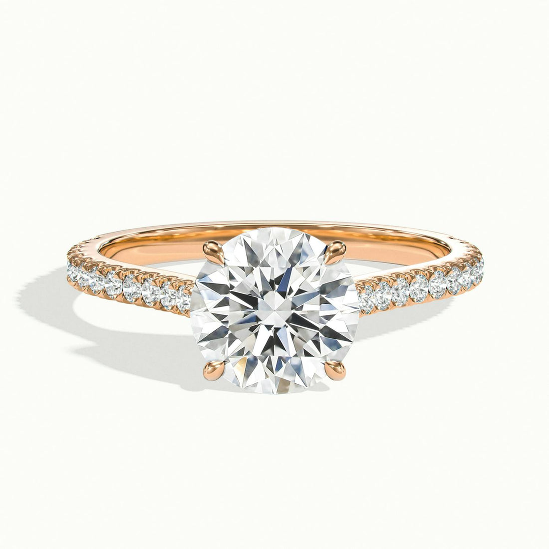 Freesia Round Solitaire Pavé Engagement Ring