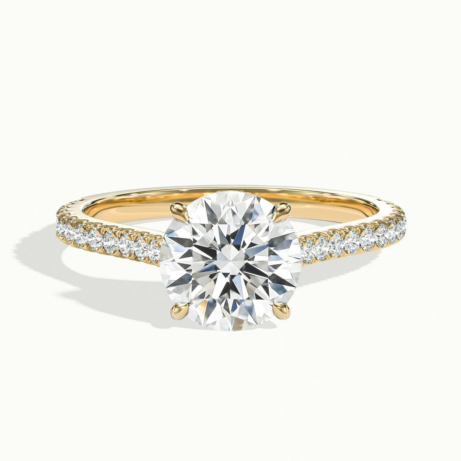 Freesia Round Solitaire Pavé Engagement Ring