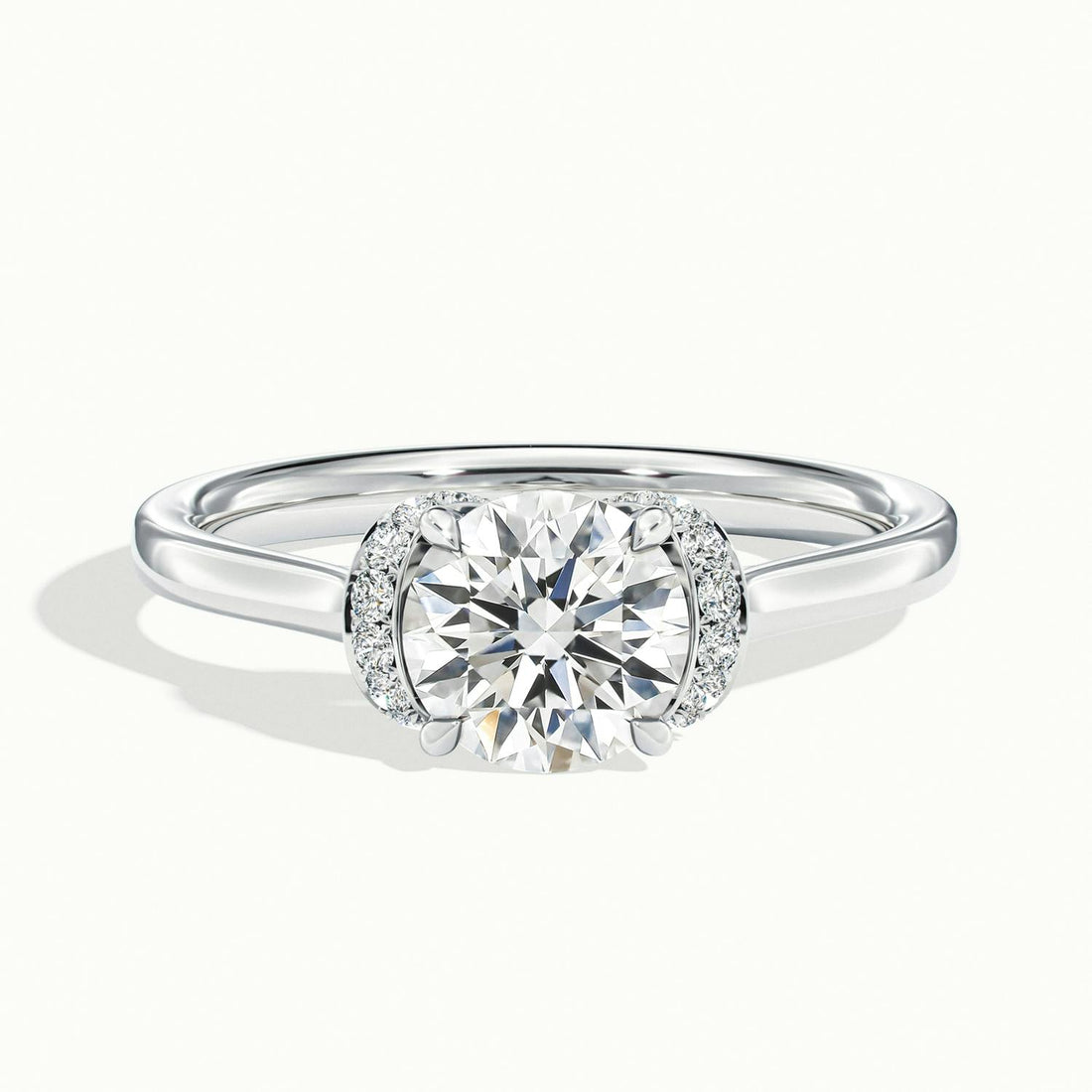 Juliette Round Hidden Basket Halo Pave Engagement Ring