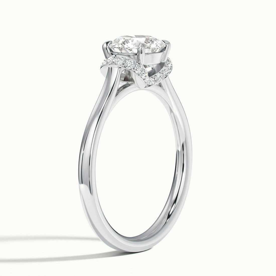 Juliette Round Hidden Basket Halo Pave Engagement Ring
