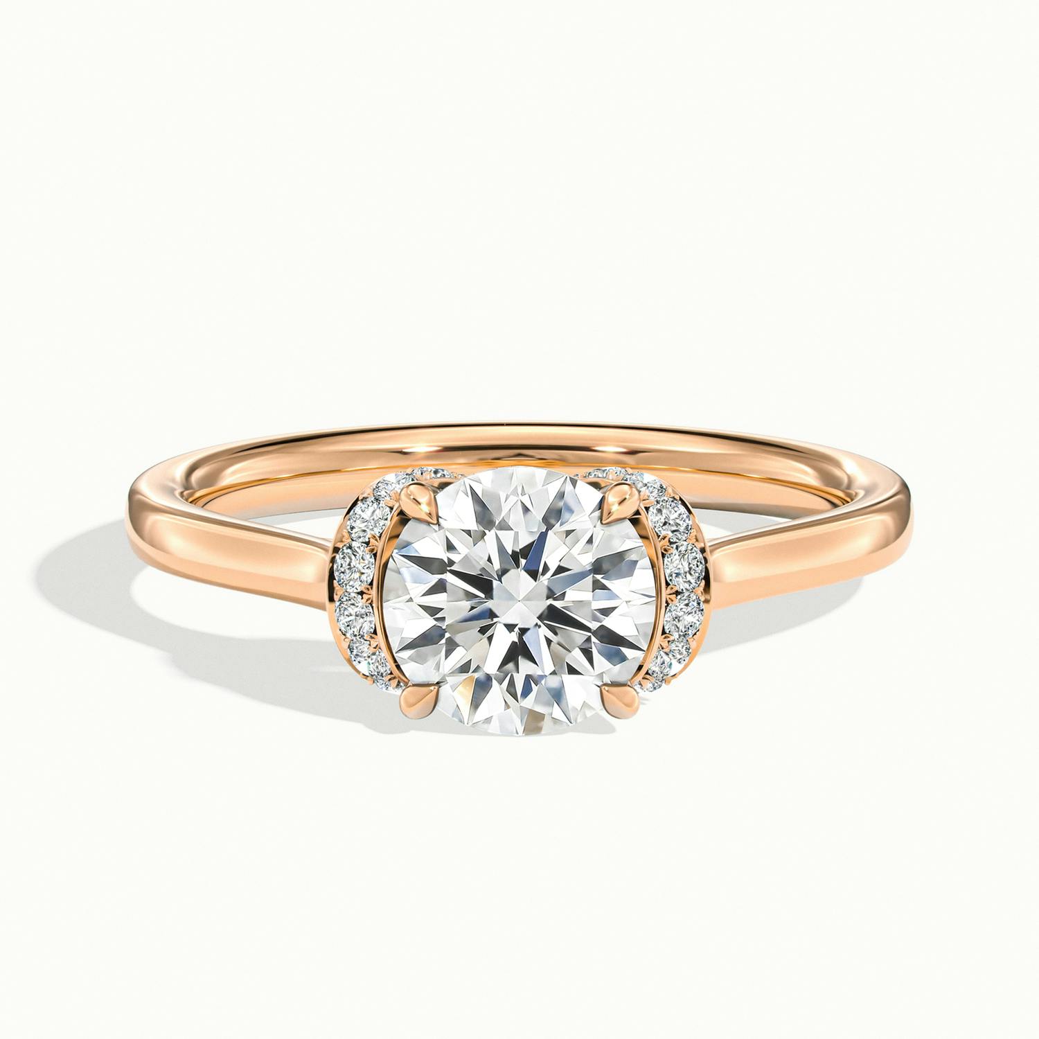 Juliette Round Hidden Basket Halo Pave Engagement Ring