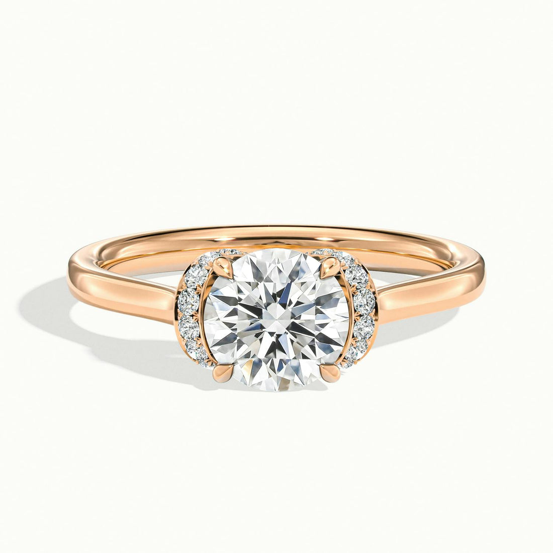 Juliette Round Hidden Basket Halo Pave Engagement Ring