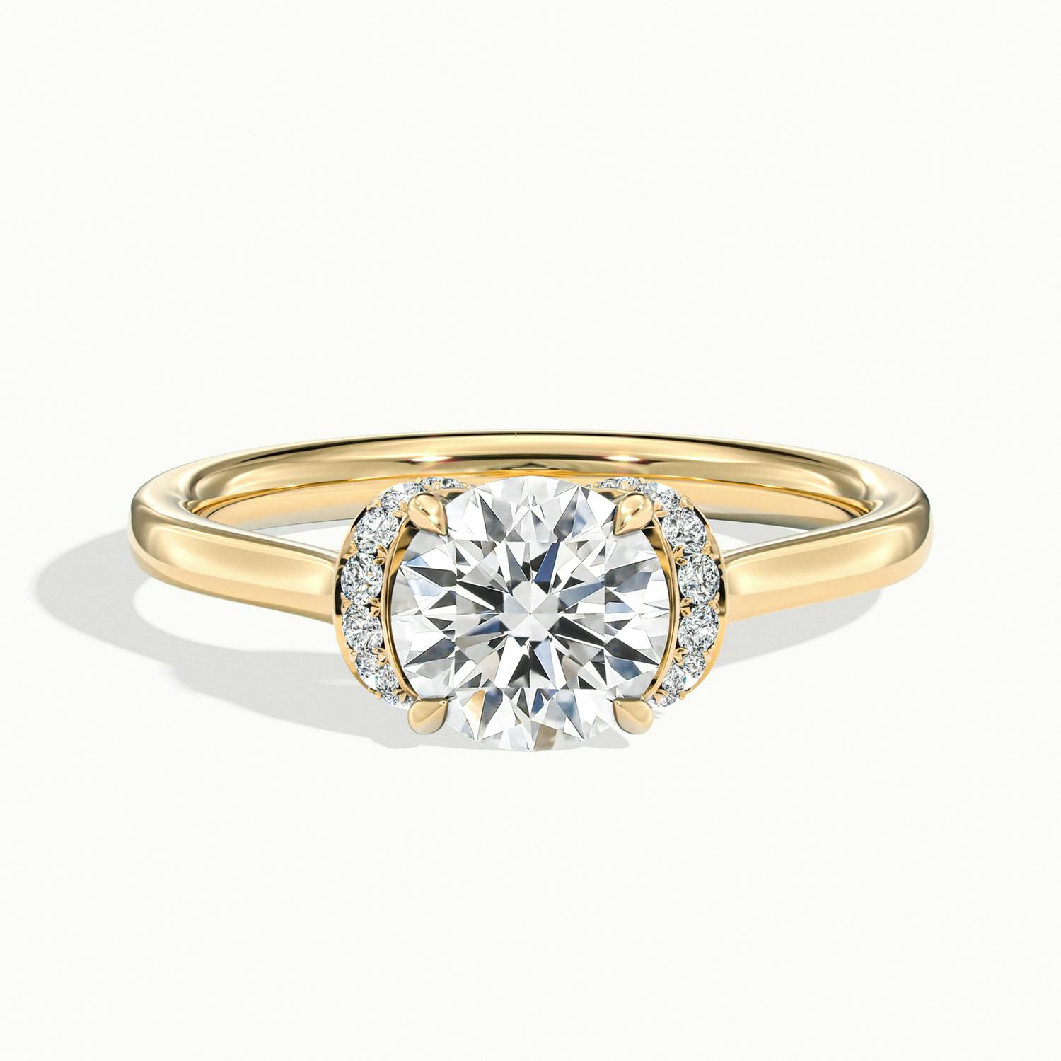 Juliette Round Hidden Basket Halo Pave Engagement Ring
