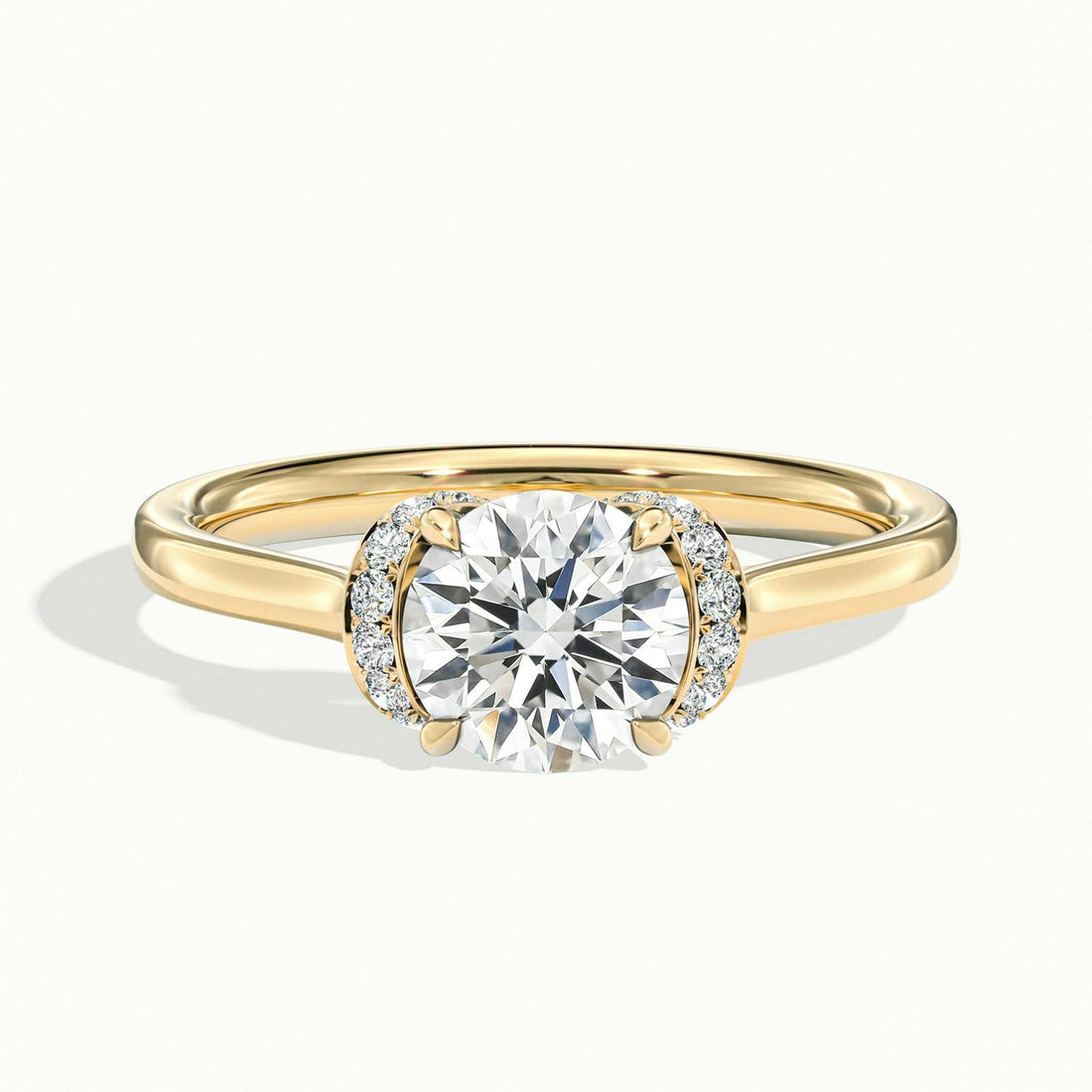 Juliette Round Hidden Basket Halo Pave Engagement Ring