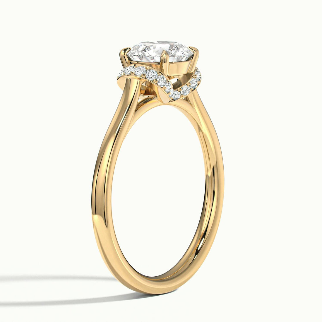 Juliette Round Hidden Basket Halo Pave Engagement Ring