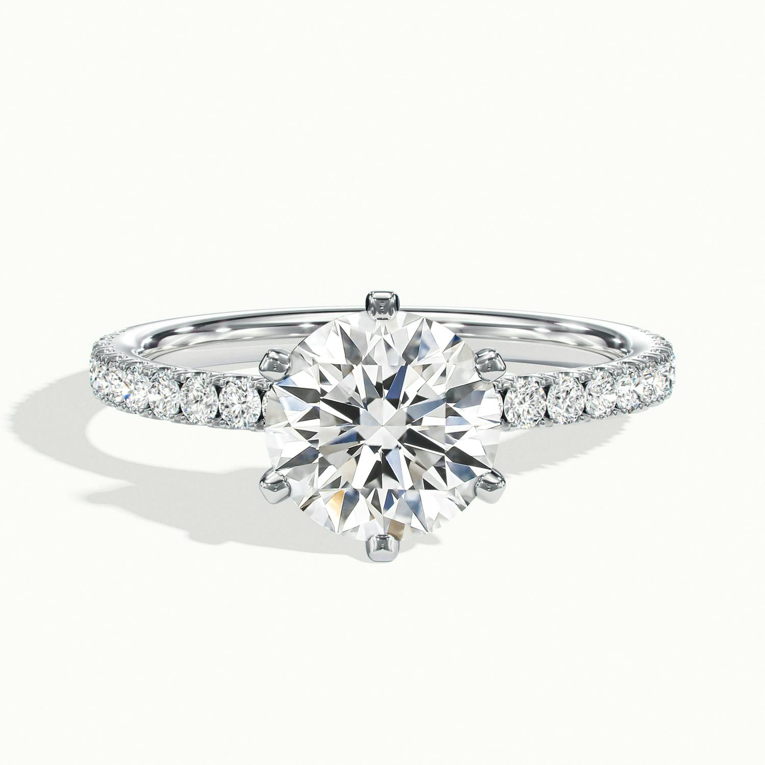 Demi Round Solitaire Pavé Engagement Ring