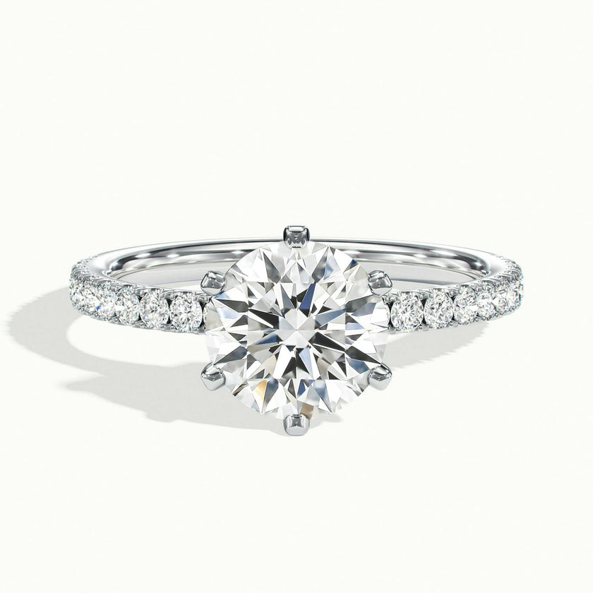 Demi Round Solitaire Pavé Engagement Ring