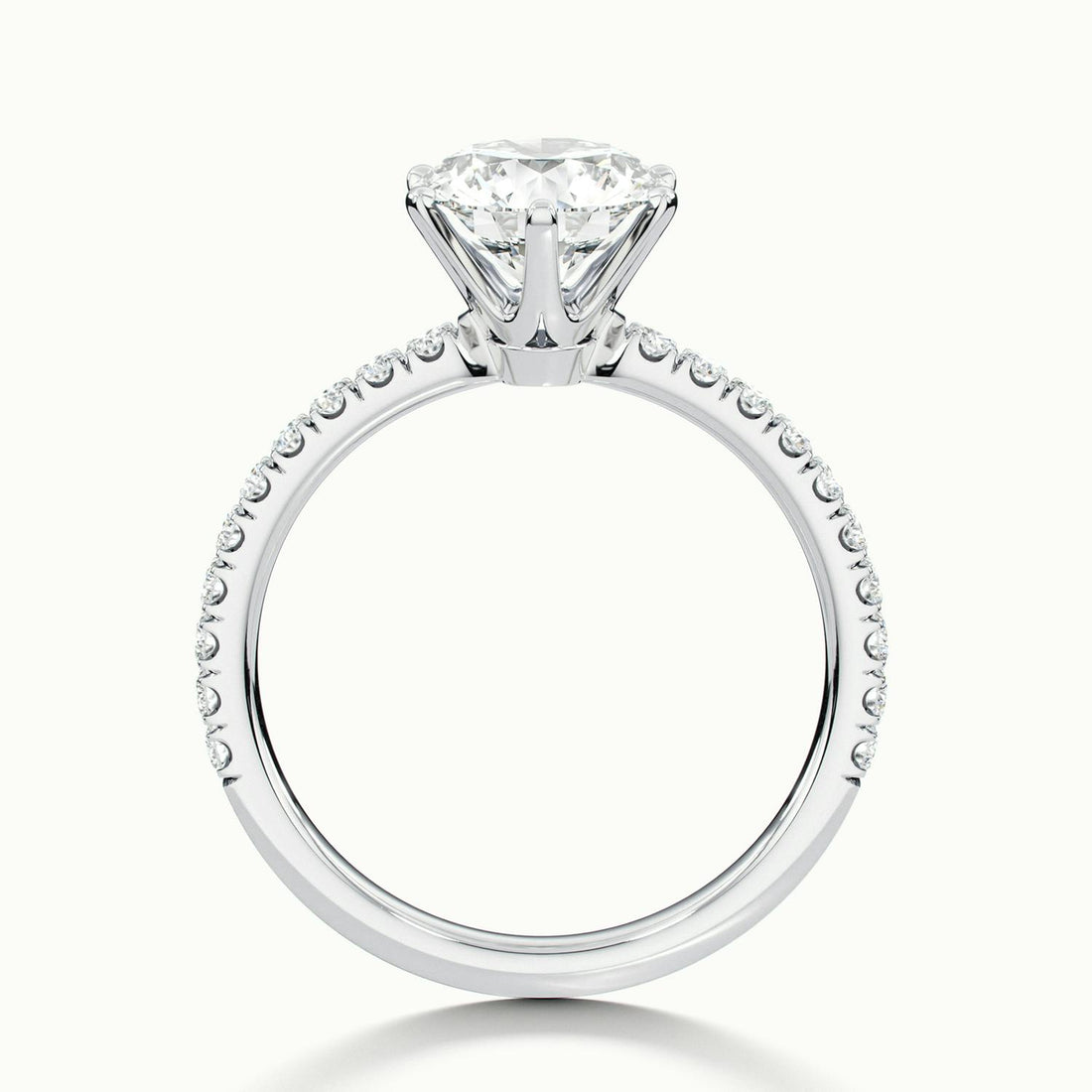 Demi Round Solitaire Pavé Engagement Ring