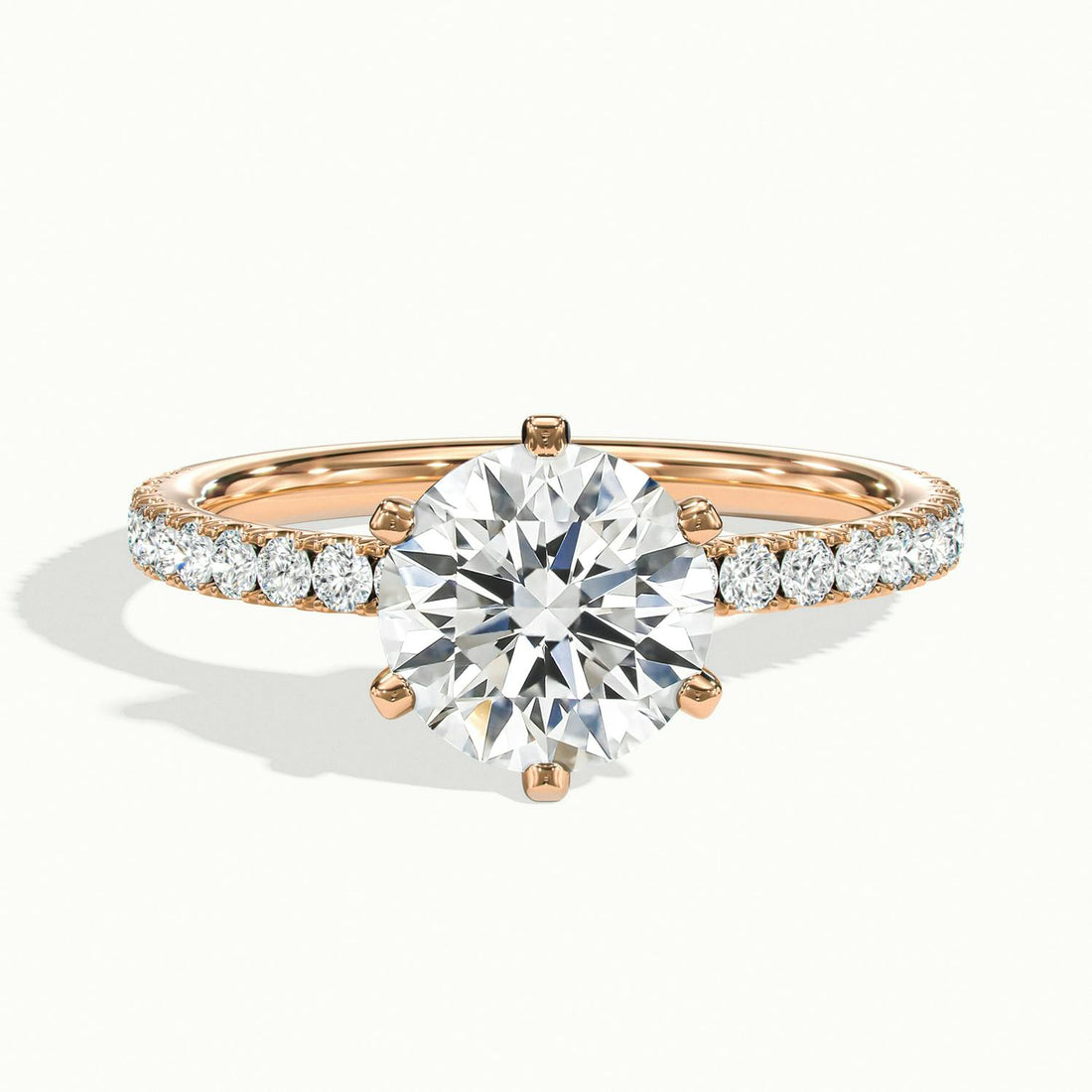 Demi Round Solitaire Pavé Engagement Ring