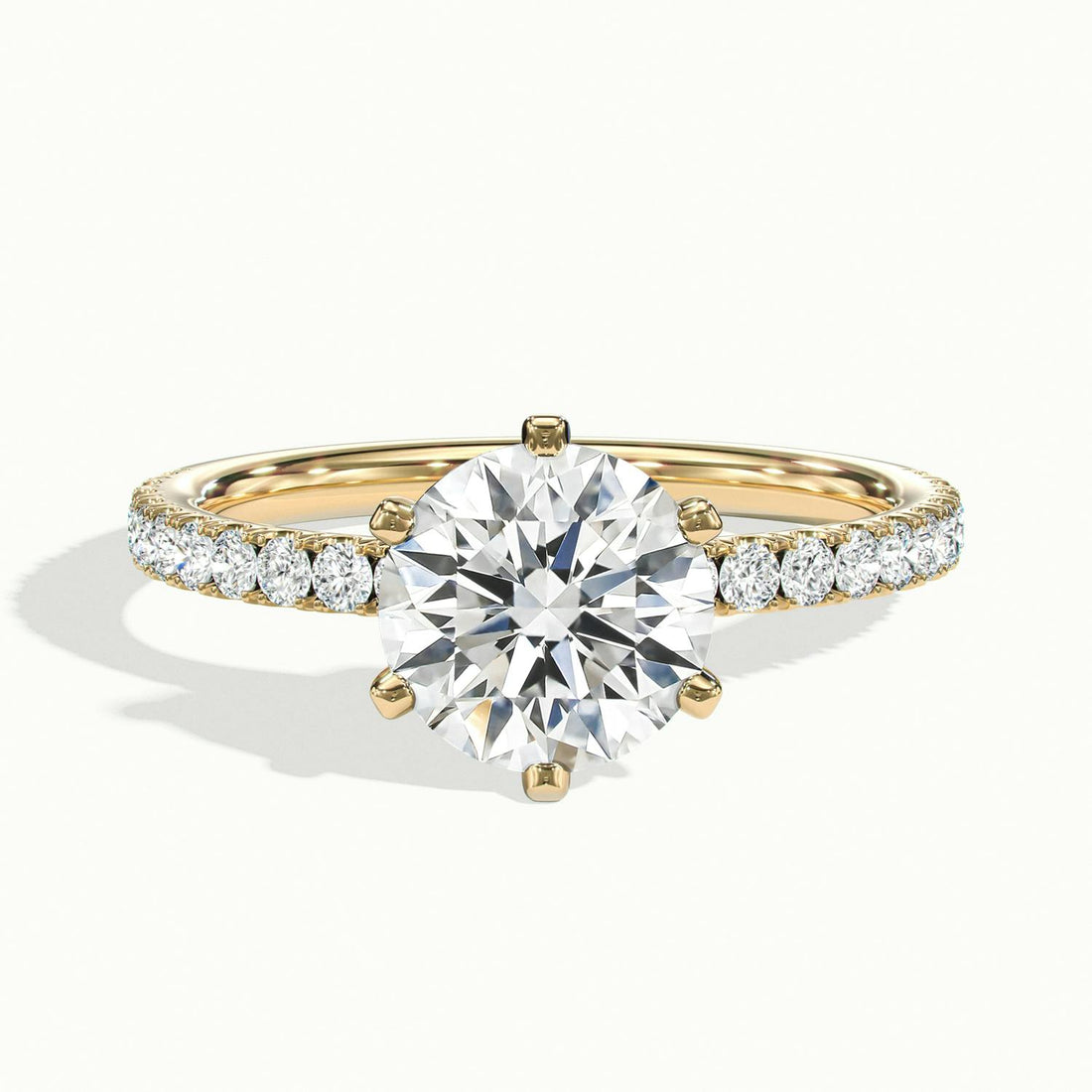Demi Round Solitaire Pavé Engagement Ring