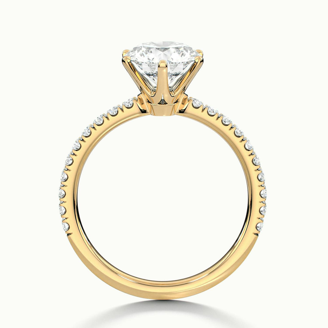 Demi Round Solitaire Pavé Engagement Ring