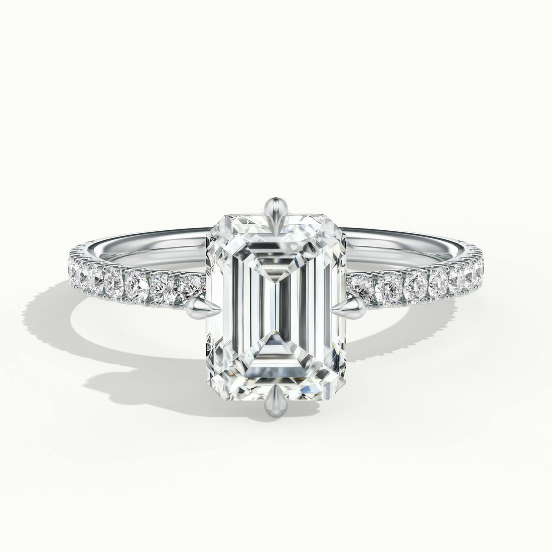 Secret Emerald Solitaire Pavé Engagement Ring