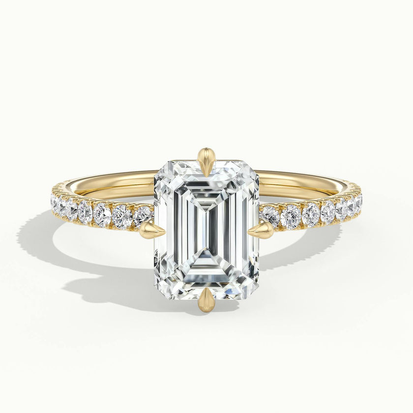 Secret Emerald Solitaire Pavé Engagement Ring