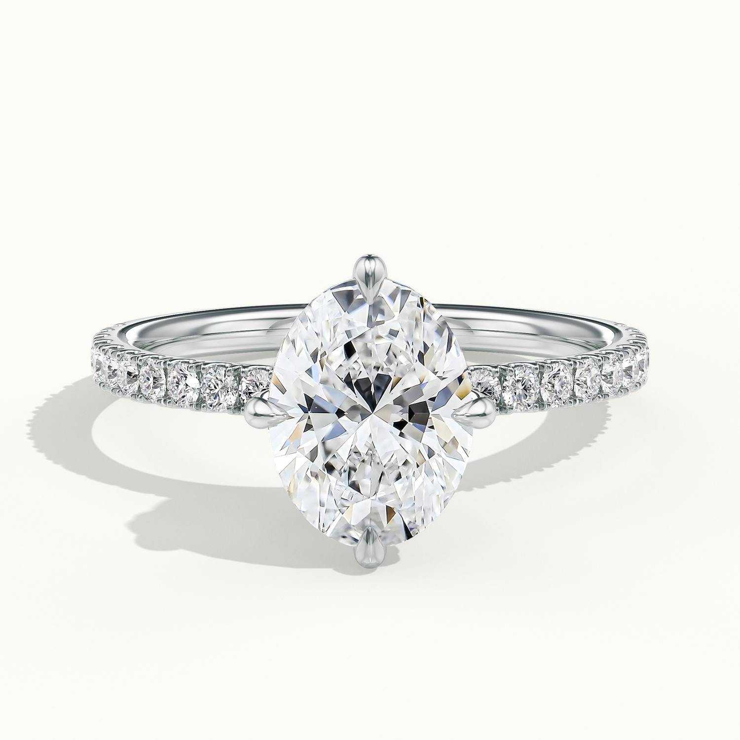 Secret Oval Solitaire Pavé Engagement Ring