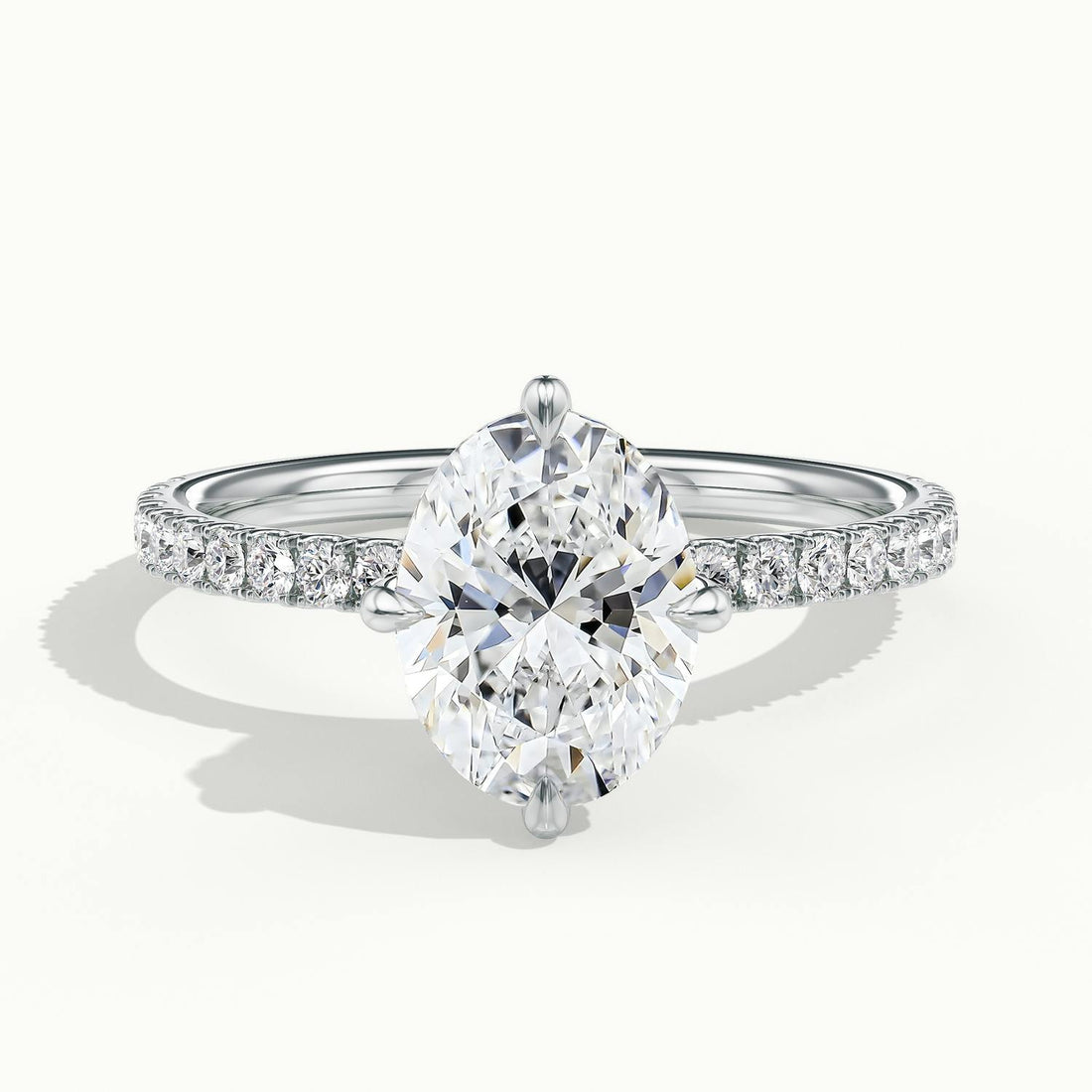 Secret Oval Solitaire Pavé Engagement Ring