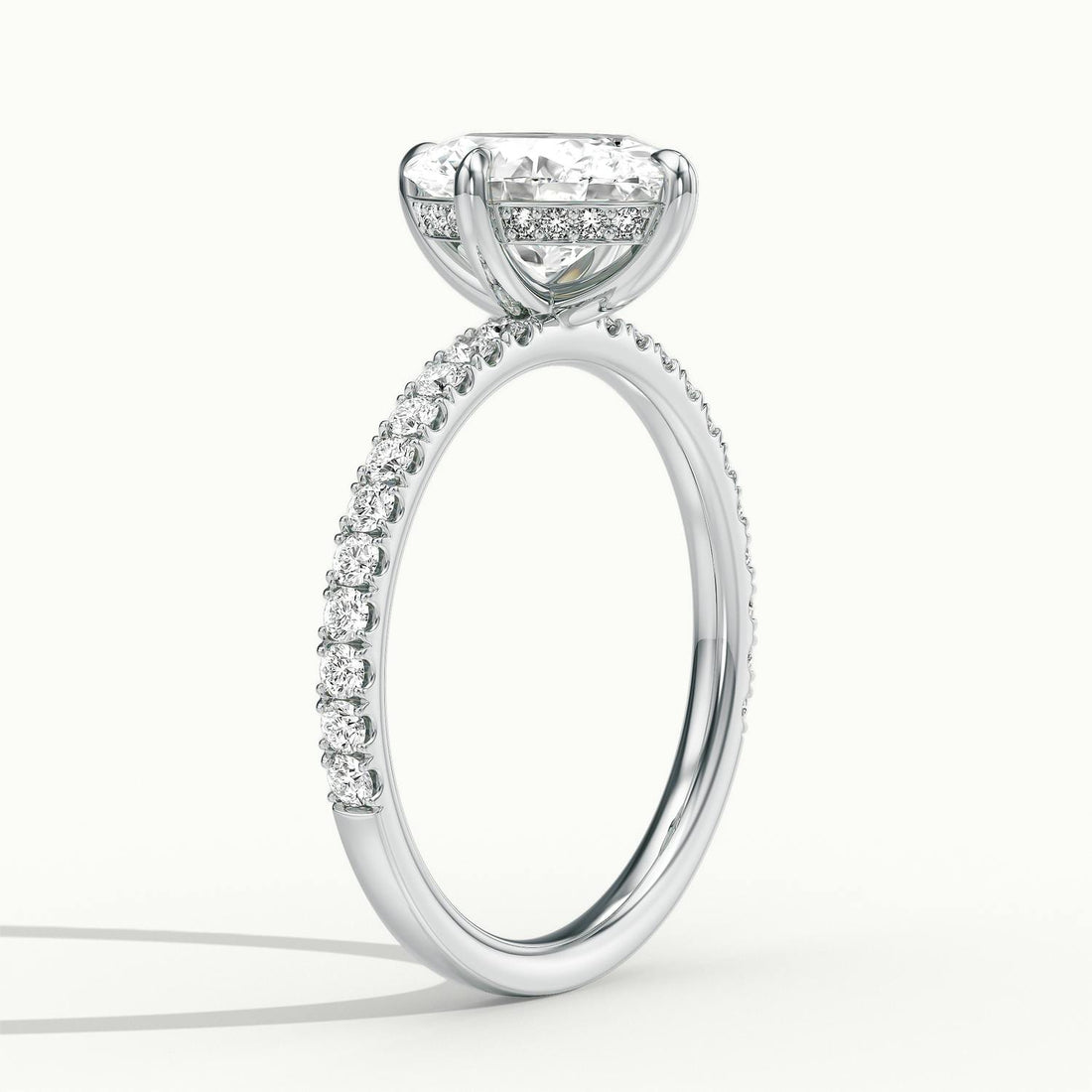 Secret Oval Solitaire Pavé Engagement Ring