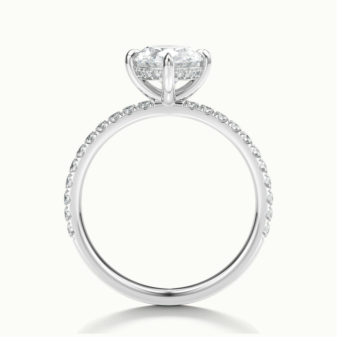 Secret Oval Solitaire Pavé Engagement Ring