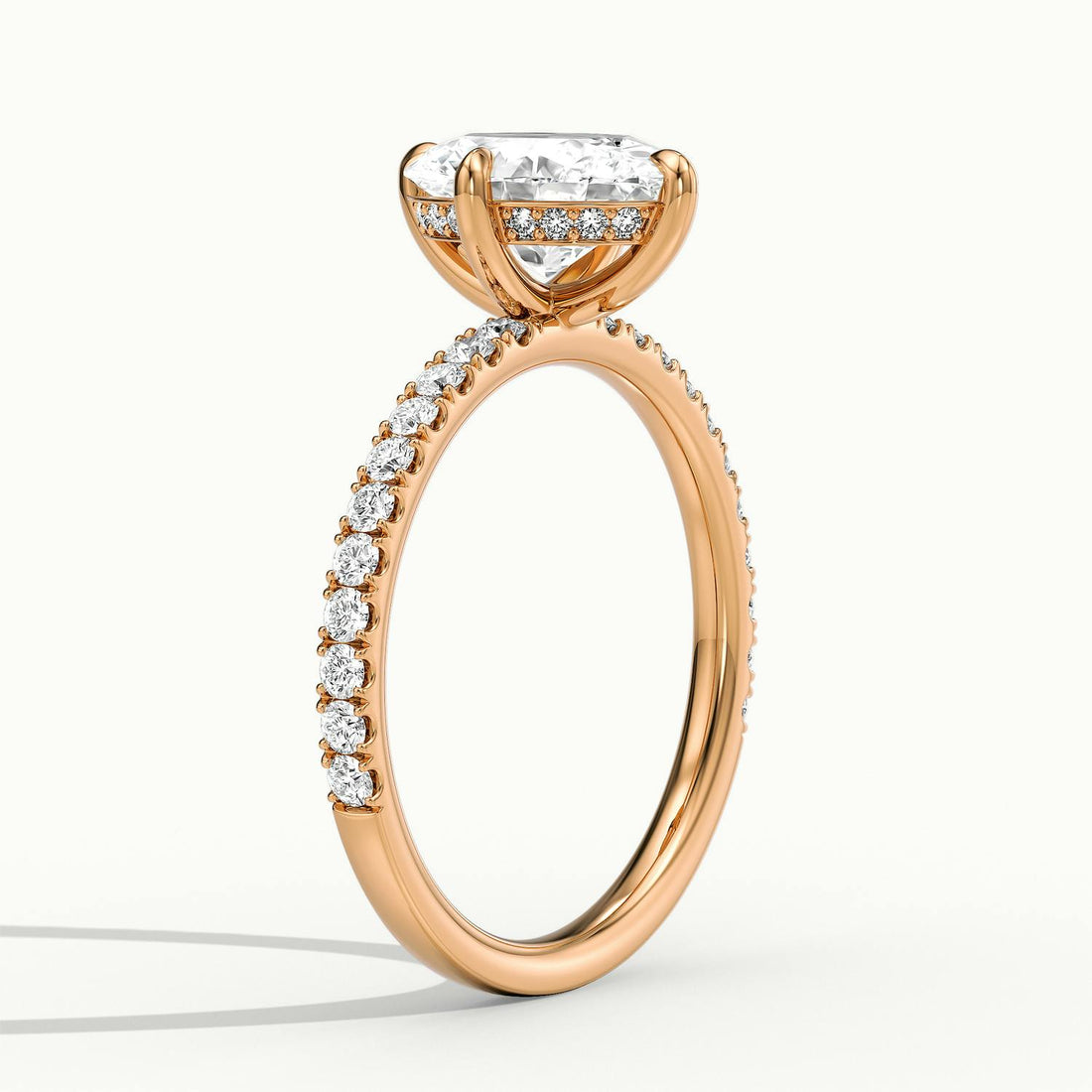 Secret Oval Solitaire Pavé Engagement Ring