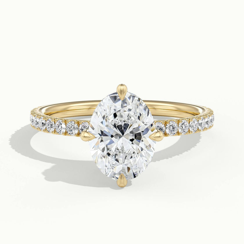 Secret Oval Solitaire Pavé Engagement Ring