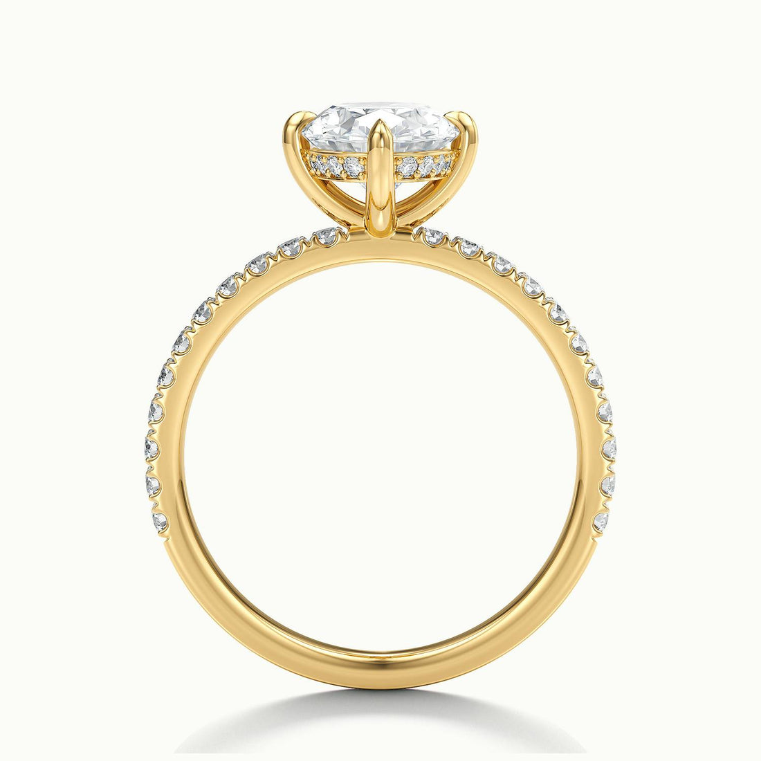 Secret Oval Solitaire Pavé Engagement Ring