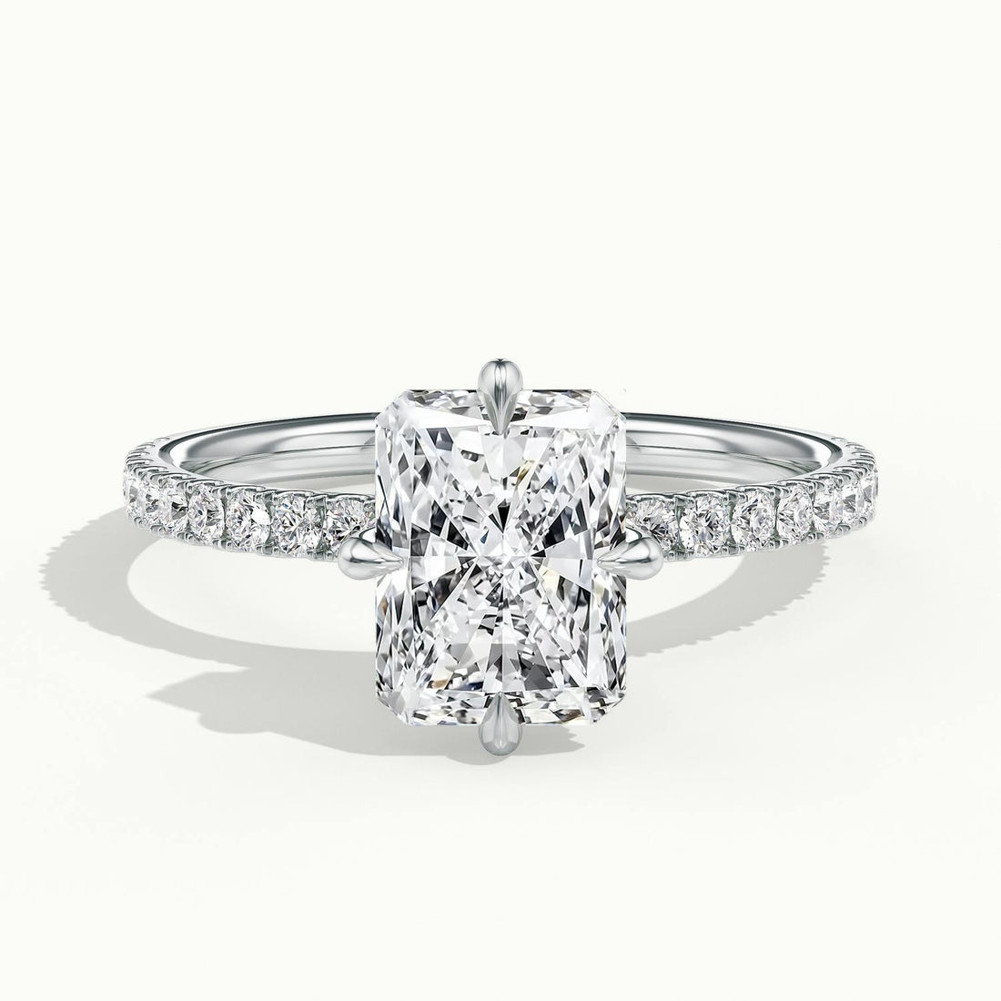 Secret Radiant Solitaire Pavé Engagement Ring