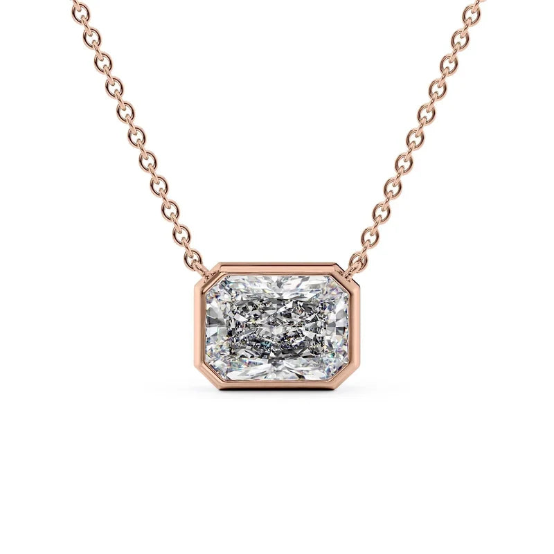 Radiant Cut Bezel-Set Diamond Pendant Necklace