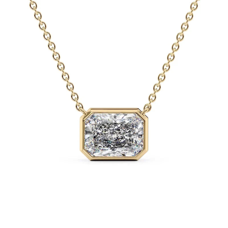 Radiant Cut Bezel-Set Diamond Pendant Necklace