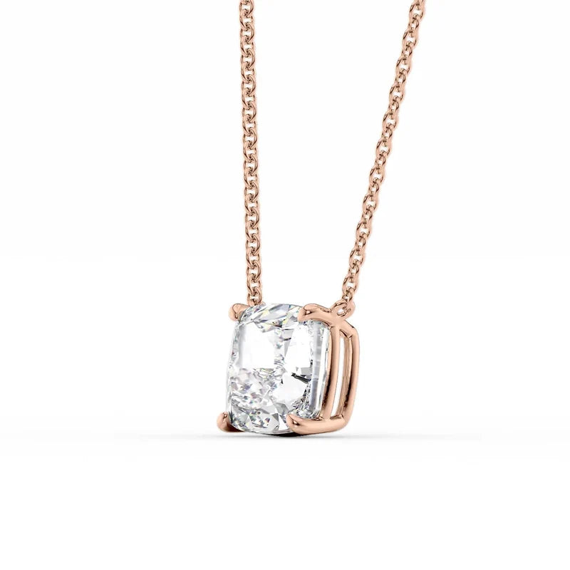 Cushion Cut Solitaire Diamond Pendant Necklace